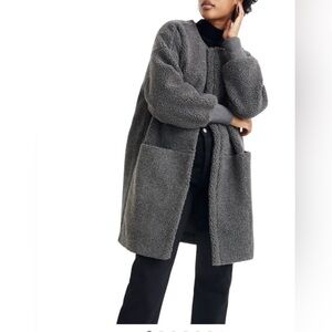 Madewell Grey Bonded Sherpa Cocoon Coat